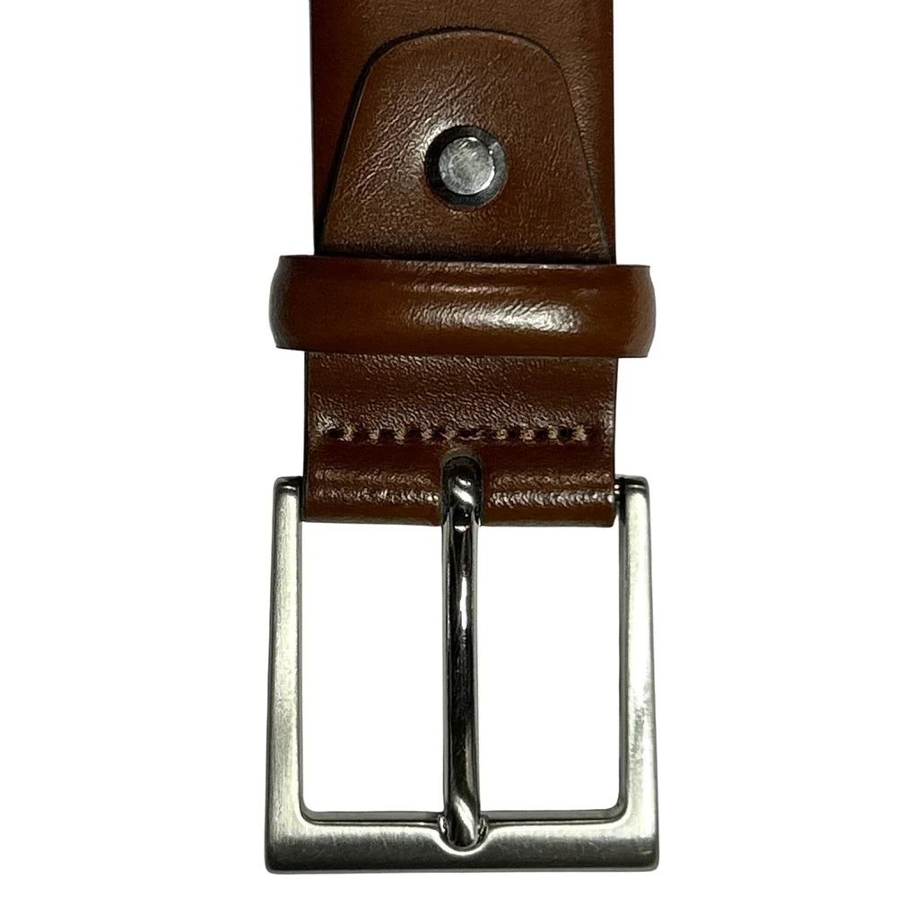 Suitsupply Mens Cognac Brown Genuine Leather Dress Belt Made in Italy Size 34
